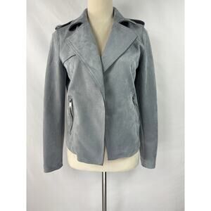 NWT Philosopy Faux Suede Moto Jacket Baby Blue Rain Shower XS Biker Soft